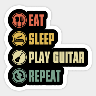 Eat Sleep Play Guitar Repeat Sticker